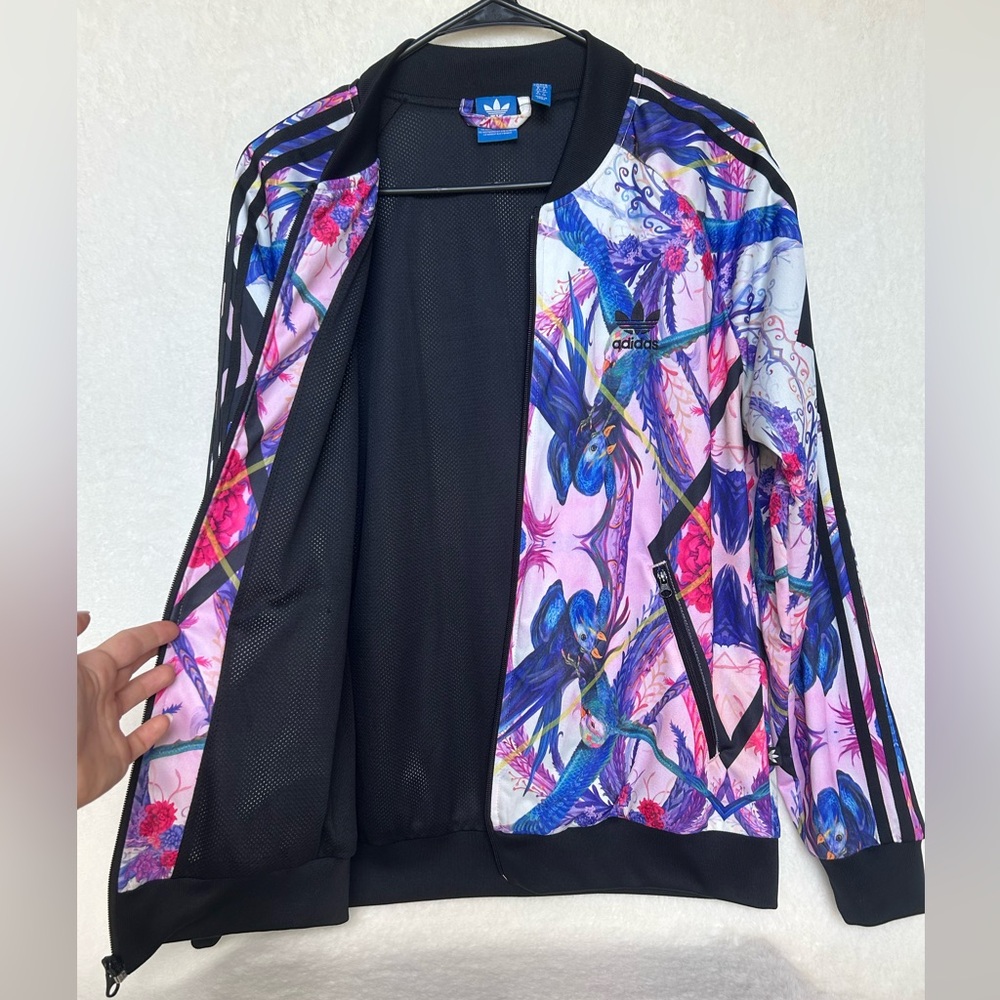 Adidas Originals Florera Optic Bloom Floral Bird Print Track Jacket Large NWOT - Picture 4 of 11